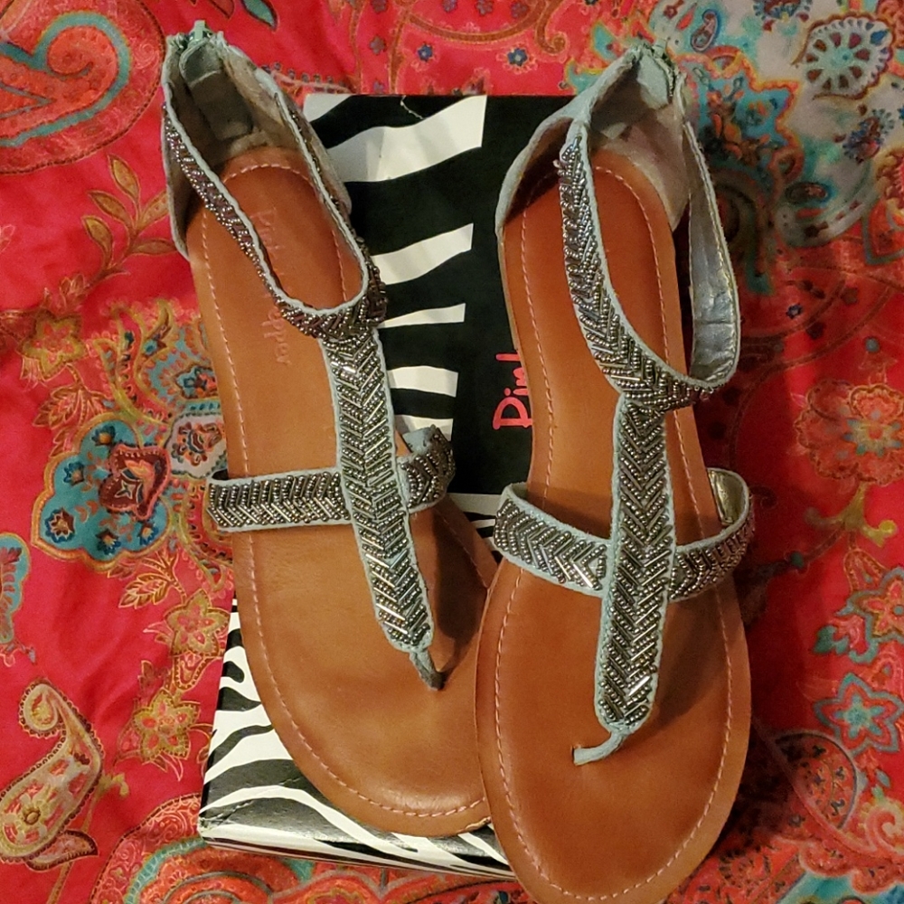 Pink and Pepper Green Salior Sandals